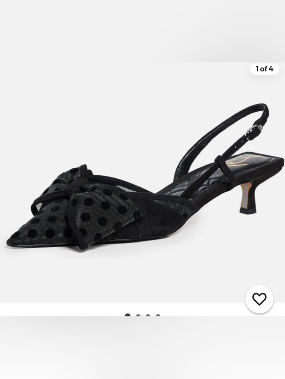 Sam Edelman Black Polka Mesh Bow Slingback Heels